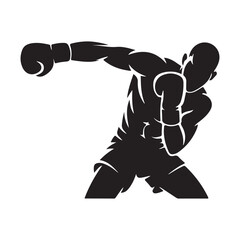 Dynamic silhouette of a boxer delivering a powerful punch in a focused stance