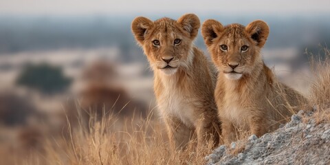 President S Day In Botswana Lion Cubs on Savanna Premium Nature Wildlife for Spring Family Holiday and Seasonal Consumer Marketing Campaigns