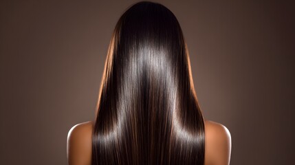Fototapeta premium A woman's smooth, shiny, dark hair.