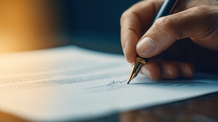 Professional Businessman Signing Contract Authentic High-Quality Corporate Agreement Concept for Modern Workplace Marketing and Social Media