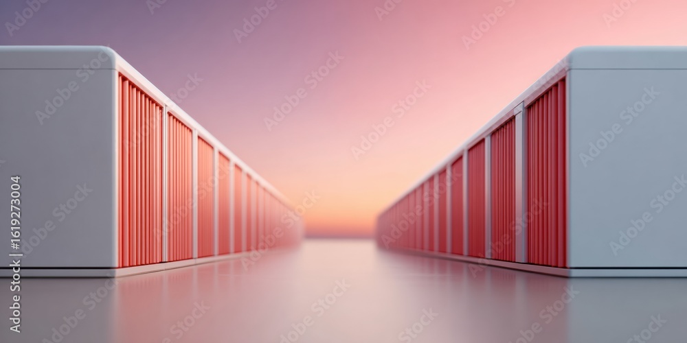 Poster modern high-performance server room with blinking led lights and organized infrastructure for profes