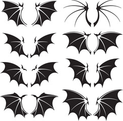 Obraz premium Bat wings silhouettes gothic fantasy