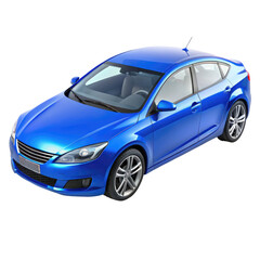 Obraz premium blue car Isolated on Transparent white background, clipping path 