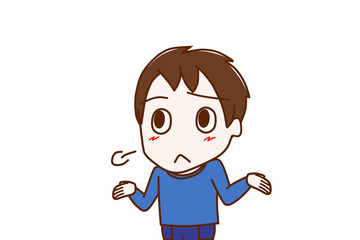 （上半身斜め）呆れてあららとため息をつく少年