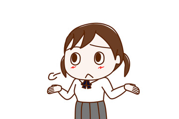 （上半身斜め）呆れてあららとため息をつく女子学生