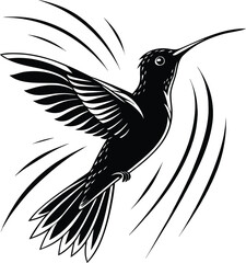 Dynamic motion silhouette of a hummingbird in flight