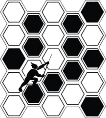 Geometric hexagon pattern with alternating solid and outline fill