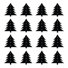 Twelve black stylized Christmas trees with white dots 1