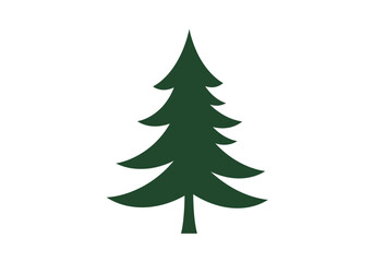 Obraz premium Simple green pine tree icon. Stylized flat vector silhouette of an evergreen fir for nature, forest, and winter concepts.