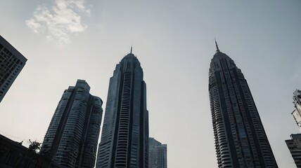 Fototapeta premium Skyscrapers Tall Modern Buildings Cityscape Under Bright Sky
