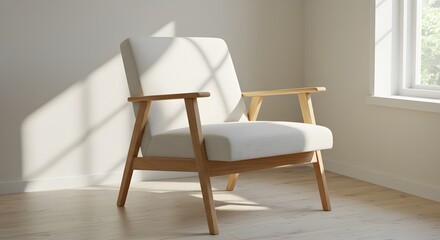 Fototapeta premium Modern Armchair in Bright Interior with Sunlight