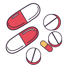 Painkiller pills vector silhouette illustration isolated on white background