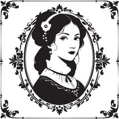 Elegant Victorian Lady in Ornate Frame