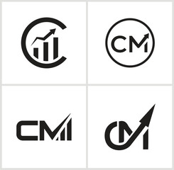 Four Creative Financial Business Logos with Graph and Arrow Elements Symbolizing Growth and Investment Success