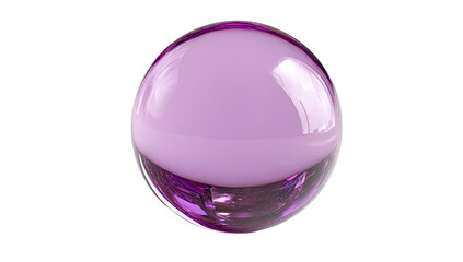 A smooth, lustrous, translucent, amethyst-colored sphere, seemingly of glass or crystal