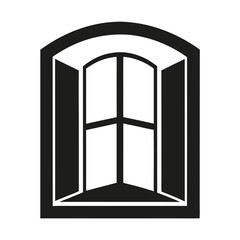 Open window vector silhouette illustration isolated on white background