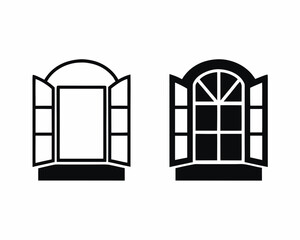 Open window icon vector silhouette illustration isolated on white background