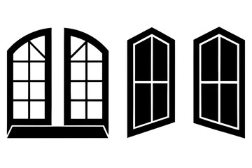 Open window vector silhouette illustration isolated on white background