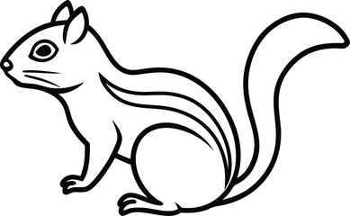 Line art illustration of a chipmunk with stripes on a white background squirrel rodent
