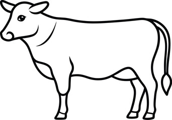 Simple line drawing of a cow standing on a white background cattle bovine