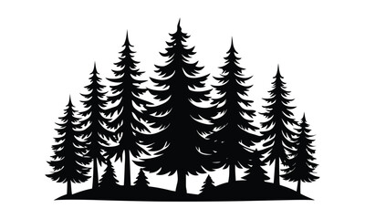 Obraz premium Fir trees silhouette, Pine trees silhouette vector