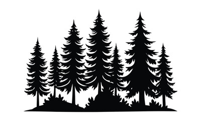 Obraz premium Fir trees silhouette, Pine trees silhouette vector