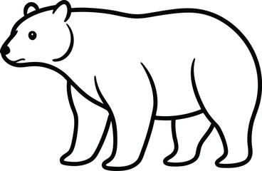 Outline Illustration of a Polar Bear Standing on a White Background arctic animal wildlife