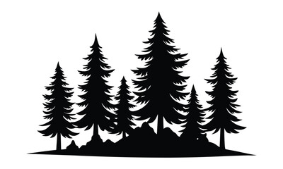 Obraz premium Fir trees silhouette, Pine trees silhouette vector