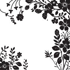 Elegant Black Floral Corner Frame