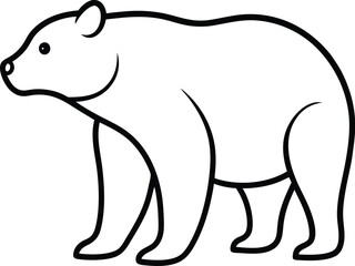 Outline Illustration of a Bear Standing on a White Background grizzly bear brown bear