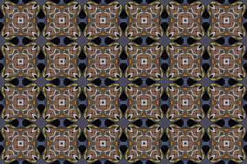 Seamless Symmetric Fabric Art Design Tile Fashion Geometric Shape Textile Visual Graphic Digital Decoration Interior Texture Wallpaper Luxury Template Cloth Perspective Background Endless Pattern.