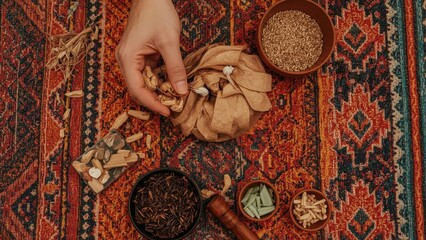 Traditional Medicine Preparation with Various Herbs and Spices
