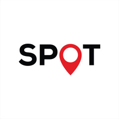 Spot Logo Design Featuring a Map Pointer in the Middle for Location Based Services and Products