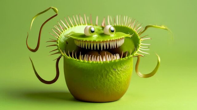 A carnivorous plant stylized as a grinning monster
