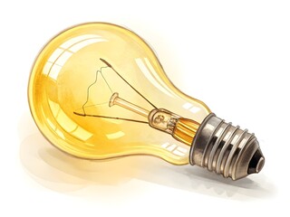 Classic incandescent light bulb with warm yellow glow