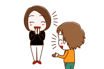 （複数）笑顔でおしゃべりし盛り上がる女性と白人少年