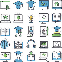 Graduation Cap Laptop Book Globe Lightbulb Computer Icons