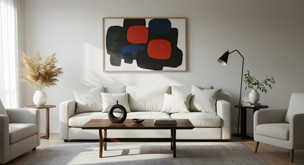 Modern Living Room Interior with Abstract Art and Stylish Furniture