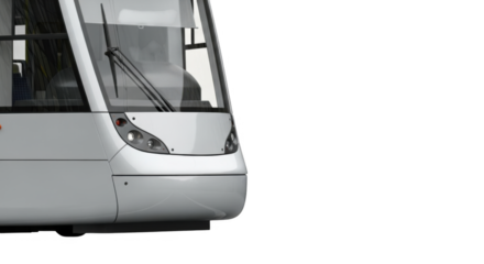 Modern White Tram Front View PNG Realistic Public Transportation Vehicle