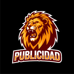 An illustrated logo featuring a roaring lion head with a fiery mane above the word 