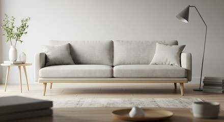 Modern Living Room Interior with Sofa, Lamp and Decor