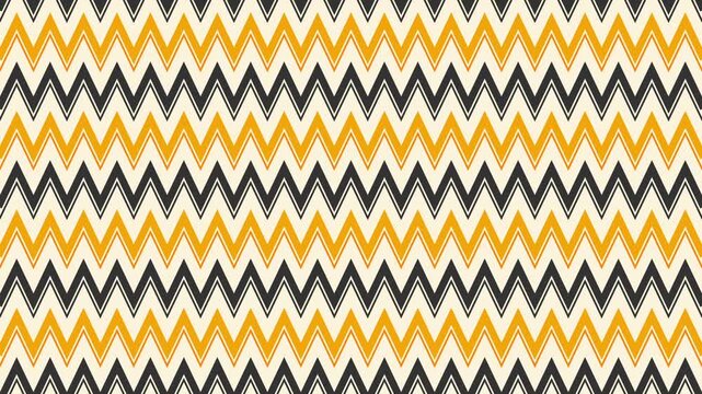 A seamless pattern of repeating black and orange chevron shapes