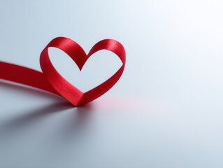 Ribbon of Affection: A vibrant red ribbon gracefully curves into a heart shape, symbolizing love and devotion.