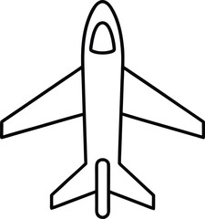 airplane icon outline vector illustration on transparent background