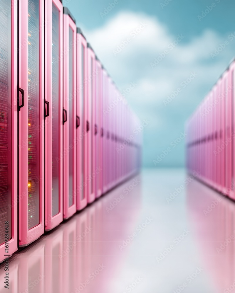 Poster modern premium data center with blinking leds and organized server racks authentic tech infrastructu