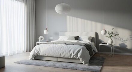Modern Minimalist Bedroom Interior Design with Sunlight