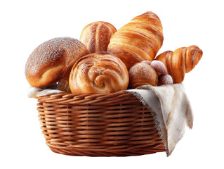 Assorted baked goods in a wicker basket