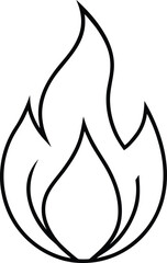 fire icon outline vector illustration on transparent background