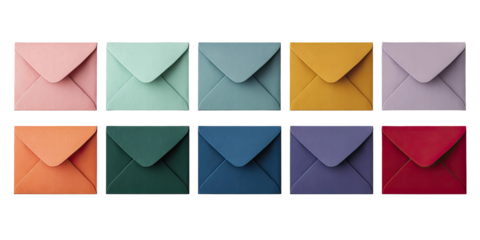 Colorful envelopes in a grid pattern