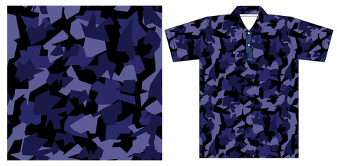 Dark blue geometric camouflage seamless pattern